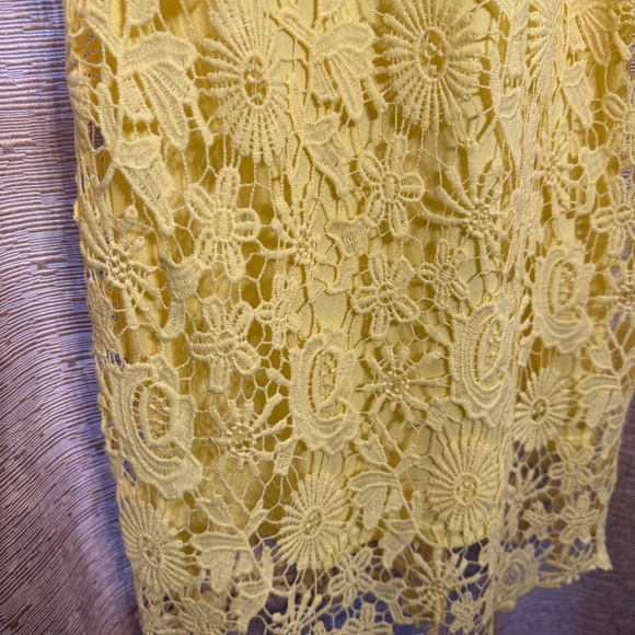 Lacy Bodycon Yellow Sundress, Size Small 6 - Picture 2 of 3